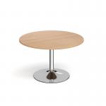 Genoa circular dining table with chrome trumpet base 1200mm - beech GDC1200-C-B