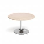 Genoa circular dining table with chrome trumpet base 1200mm - maple