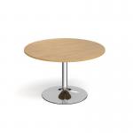 Genoa circular dining table with chrome trumpet base 1200mm - oak GDC1200-C-O