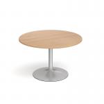 Genoa circular dining table with silver trumpet base 1200mm - beech