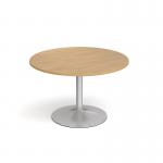 Genoa circular dining table with silver trumpet base 1200mm - oak GDC1200-S-O