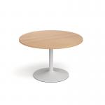 Genoa circular dining table with white trumpet base 1200mm - beech GDC1200-WH-B
