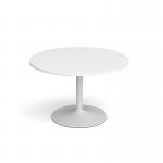 Genoa circular dining table with white trumpet base 1200mm - white
