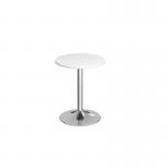 Genoa circular dining table with chrome trumpet base 600mm - white