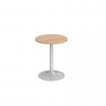 Genoa circular dining table with silver trumpet base 600mm - beech