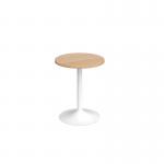 Genoa circular dining table with white trumpet base 600mm - beech