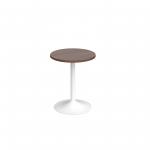 Genoa circular dining table with white trumpet base 600mm - walnut