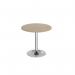 Genoa circular dining table with chrome trumpet base 800mm - barcelona walnut GDC800-C-BW