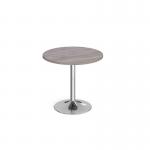 Genoa circular dining table with chrome trumpet base 800mm - grey oak GDC800-C-GO