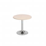 Genoa circular dining table with chrome trumpet base 800mm - maple
