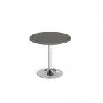 Genoa circular dining table with chrome trumpet base 800mm - Onyx Grey GDC800-C-OG