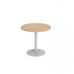 Genoa circular dining table with silver trumpet base 800mm - beech GDC800-S-B