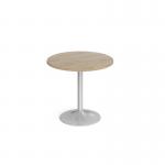 Genoa circular dining table with silver trumpet base 800mm - barcelona walnut GDC800-S-BW