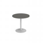 Genoa circular dining table with silver trumpet base 800mm - Onyx Grey GDC800-S-OG