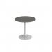 Genoa circular dining table with silver trumpet base 800mm - Onyx Grey GDC800-S-OG