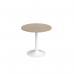 Genoa circular dining table with white trumpet base 800mm - barcelona walnut GDC800-WH-BW