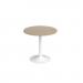 Genoa circular dining table with white trumpet base 800mm - barcelona walnut GDC800-WH-BW
