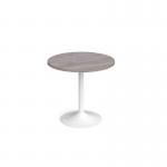 Genoa circular dining table with white trumpet base 800mm - grey oak GDC800-WH-GO