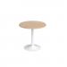 Genoa circular dining table with white trumpet base 800mm - kendal oak GDC800-WH-KO