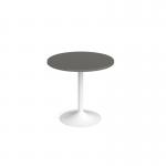 Genoa circular dining table with white trumpet base 800mm - Onyx Grey GDC800-WH-OG