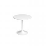 Genoa circular dining table with white trumpet base 800mm - white GDC800-WH-WH