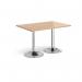 Genoa rectangular dining table with chrome trumpet base 1200mm x 800mm - beech GDR1200-C-B