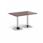 Genoa rectangular dining table with chrome trumpet base 1200mm x 800mm - walnut