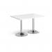 Genoa rectangular dining table with chrome trumpet base 1200mm x 800mm - white GDR1200-C-WH