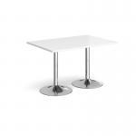 Genoa rectangular dining table with chrome trumpet base 1200mm x 800mm - white GDR1200-C-WH