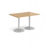 Genoa rectangular dining table with silver trumpet base 1200mm x 800mm - oak GDR1200-S-O
