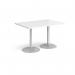 Genoa rectangular dining table with silver trumpet base 1200mm x 800mm - white GDR1200-S-WH