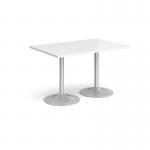 Genoa rectangular dining table with silver trumpet base 1200mm x 800mm - white