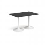 Genoa rectangular dining table with white trumpet base 1200mm x 800mm - Black GDR1200-WH-BK