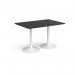 Genoa rectangular dining table with white trumpet base 1200mm x 800mm - Black GDR1200-WH-BK