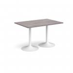 Genoa rectangular dining table with white trumpet base 1200mm x 800mm - grey oak GDR1200-WH-GO