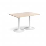 Genoa rectangular dining table with white trumpet base 1200mm x 800mm - maple