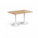 Genoa rectangular dining table with white trumpet base 1200mm x 800mm - oak GDR1200-WH-O