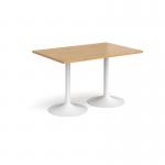 Genoa rectangular dining table with white trumpet base 1200mm x 800mm - oak