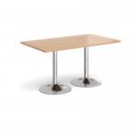 Genoa rectangular dining table with chrome trumpet base 1400mm x 800mm - beech GDR1400-C-B