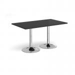 Genoa rectangular dining table with chrome trumpet base 1400mm x 800mm - Black GDR1400-C-BK