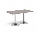 Genoa rectangular dining table with chrome trumpet base 1400mm x 800mm - grey oak GDR1400-C-GO