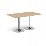 Genoa rectangular dining table with chrome trumpet base 1400mm x 800mm - kendal oak GDR1400-C-KO