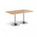 Genoa rectangular dining table with chrome trumpet base 1400mm x 800mm - oak GDR1400-C-O