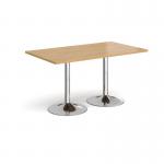 Genoa rectangular dining table with chrome trumpet base 1400mm x 800mm - oak