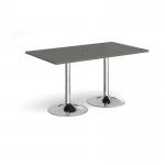 Genoa rectangular dining table with chrome trumpet base 1400mm x 800mm - Onyx Grey GDR1400-C-OG