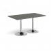 Genoa rectangular dining table with chrome trumpet base 1400mm x 800mm - Onyx Grey GDR1400-C-OG