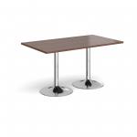 Genoa rectangular dining table with chrome trumpet base 1400mm x 800mm - walnut