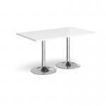 Genoa rectangular dining table with chrome trumpet base 1400mm x 800mm - white GDR1400-C-WH