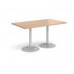 Genoa rectangular dining table with silver trumpet base 1400mm x 800mm - beech GDR1400-S-B