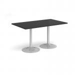 Genoa rectangular dining table with silver trumpet base 1400mm x 800mm - Black GDR1400-S-BK
